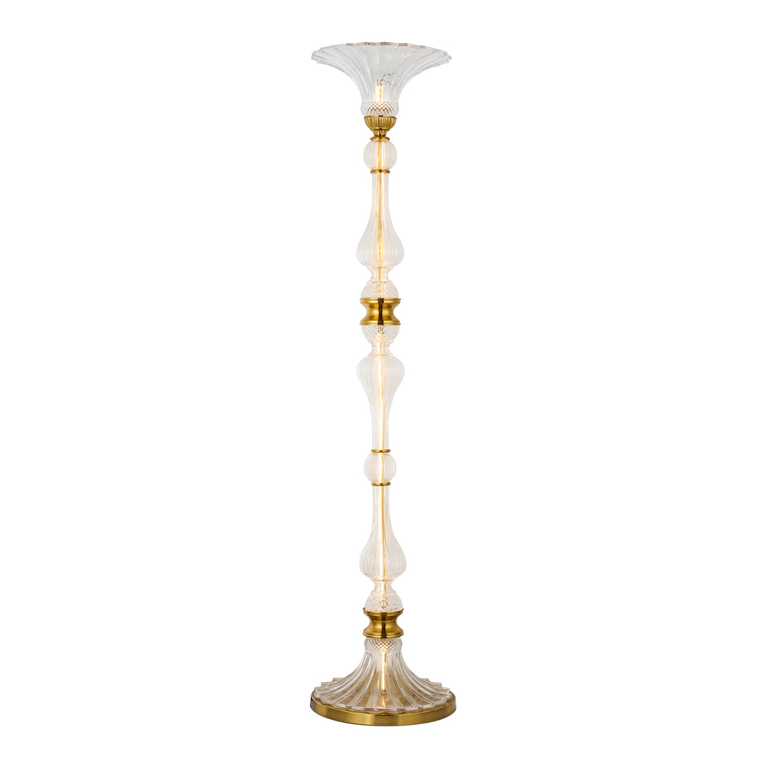 Designer Petaluxe L Floor Lamp featuring hand-blown glass and a sculptural vertical form for modern interiors.
