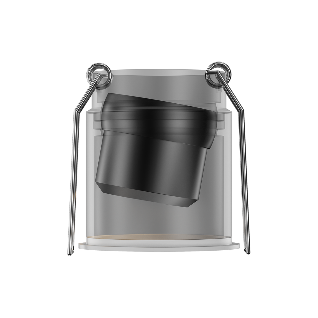 Cutaway view of the PIN 55 narrow beam architectural downlight showing the compact recessed optical system.