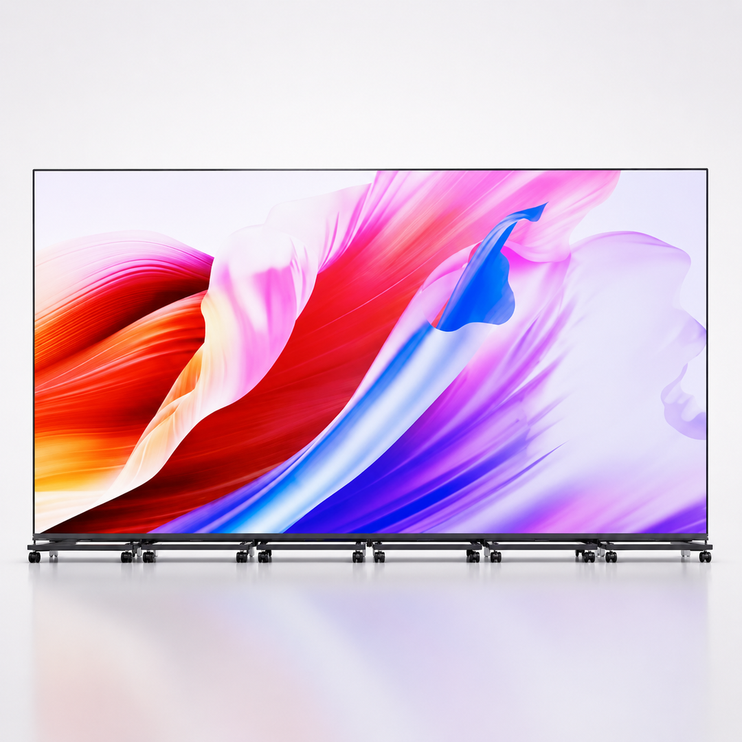 Portable LED Poster Displays connected together to create a seamless modular LED video wall for conferences, exhibitions, events and commercial presentations.