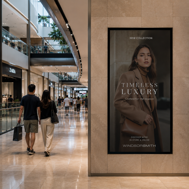 Portrait LCD Digital Signage Display used for advertising in a premium shopping centre environment