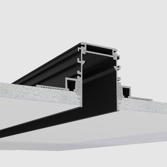 Pre-plaster recessed magnetic track profile embedded into gypsum board ceiling for flush magnetic lighting system integration – 801 Pro
