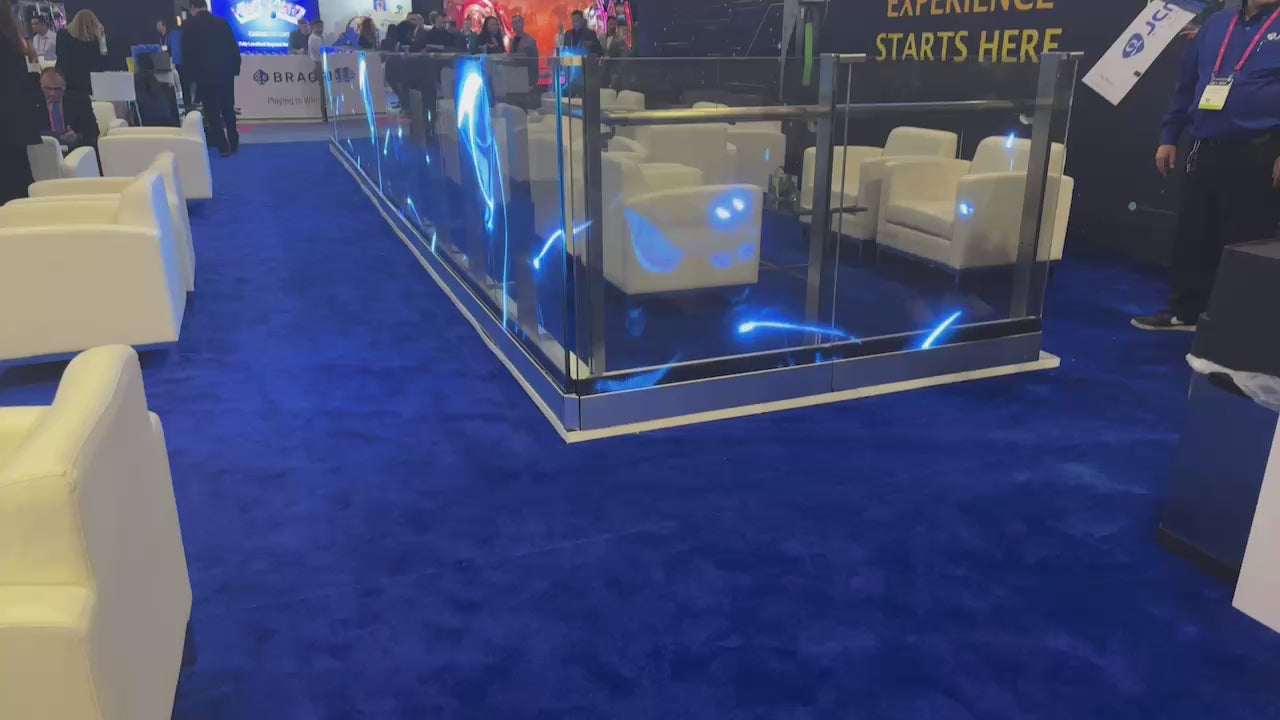 Case study of LED glass balustrade system installation for architectural and exhibition applications.
