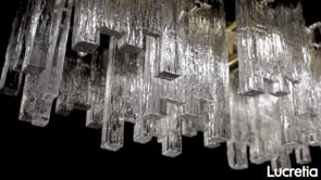 designer linear pendant Eve series by Lucretia Lighting showcasing cascading glass panels in luxury lighting design