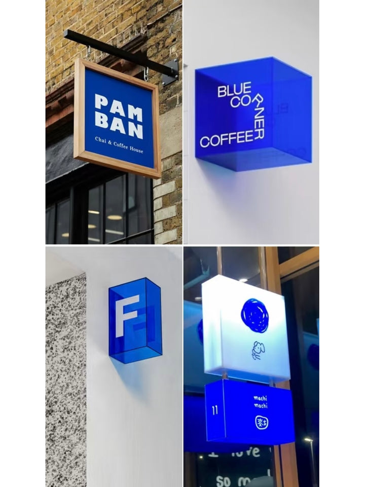 Projecting blade sign used for cafe and restaurant exterior signage