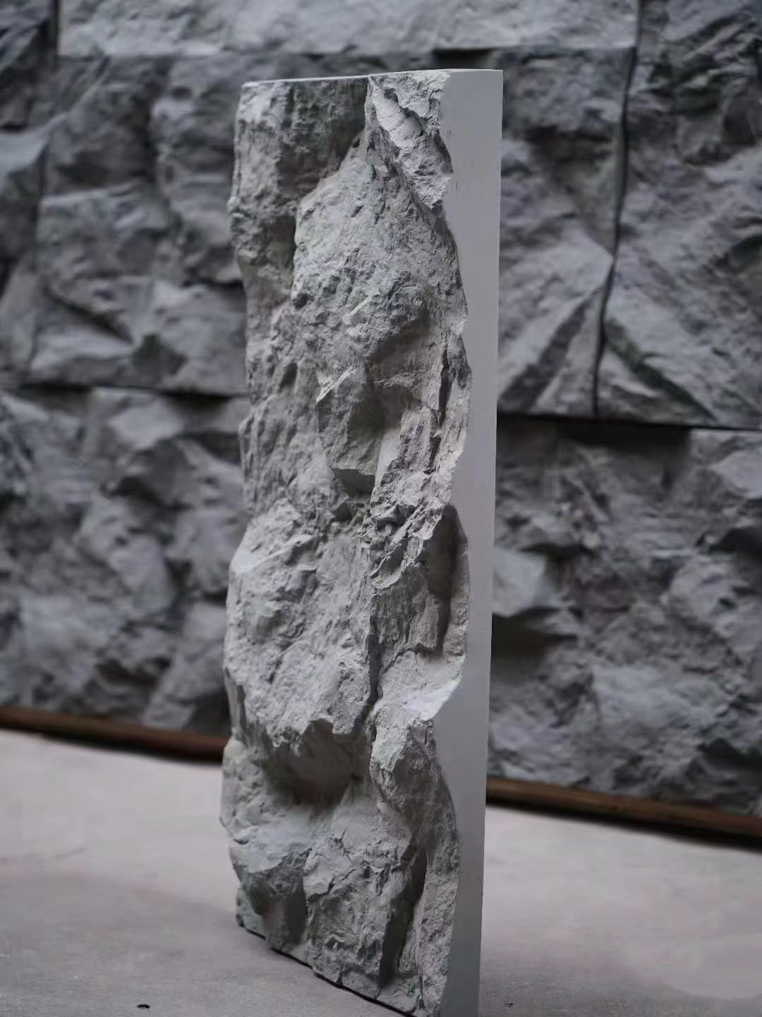 PU rock wall panel with highly realistic stone-look texture designed for interior feature walls