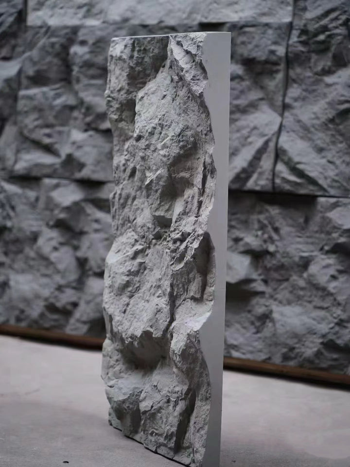 PU rock wall panel with highly realistic stone-look texture designed for interior feature walls