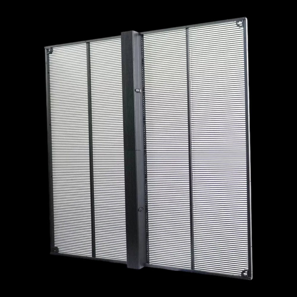 PureView Core LED mesh display panel module featuring lightweight structure and balanced transparency for indoor retail applications
