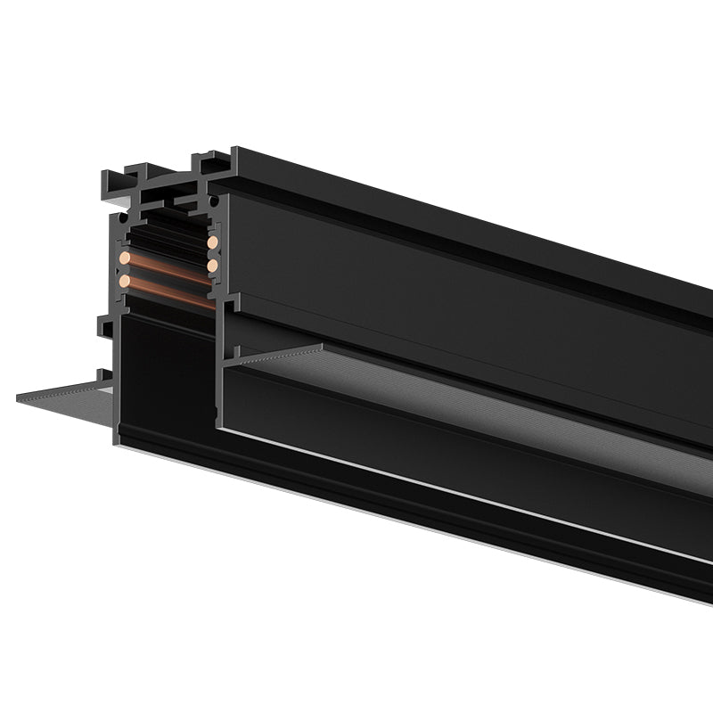 Recessed magnetic track profile in aluminium finish designed for pre-plaster gypsum board ceiling installation – 801 Pro