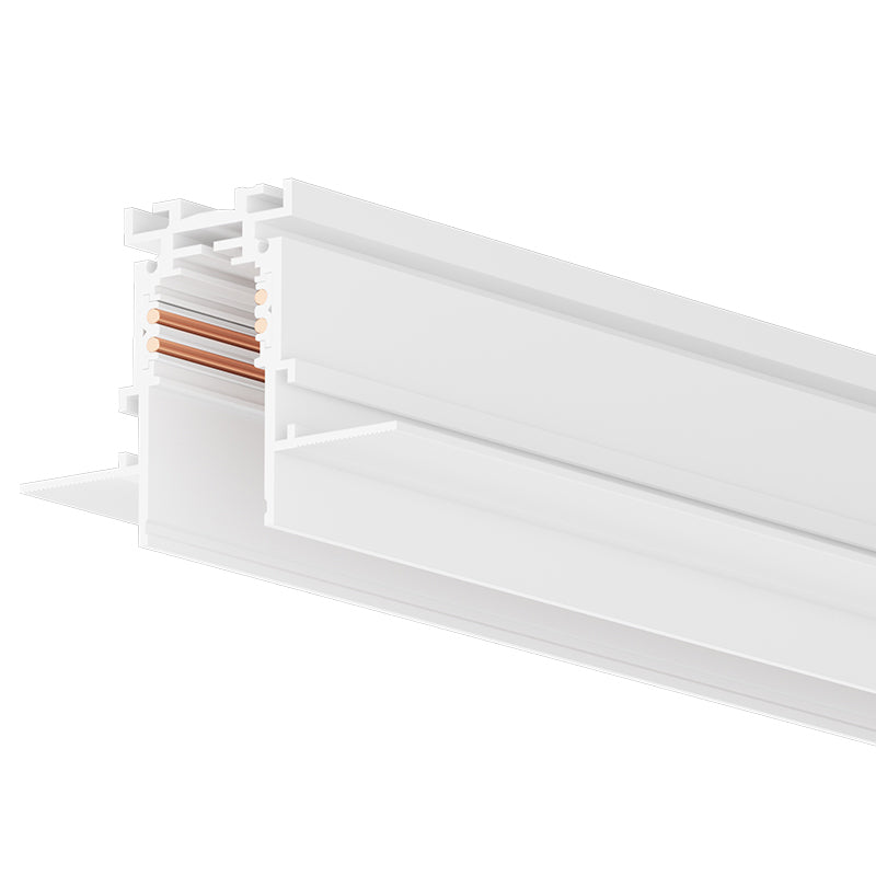 Recessed magnetic track profile in white aluminium finish for pre-plaster ceiling installation within magnetic lighting systems – 801 Pro