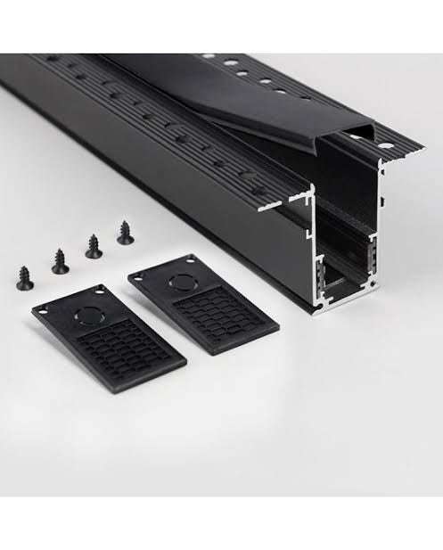 Recessed magnetic track aluminium profile with mounting accessories designed for post-gypsum board installation and DC48V magnetic lighting systems
