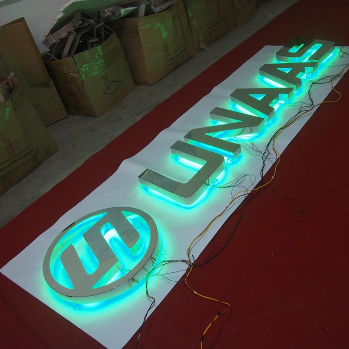 LED reverse lit channel letter sign featuring even backlighting, suitable for commercial storefront signage.
