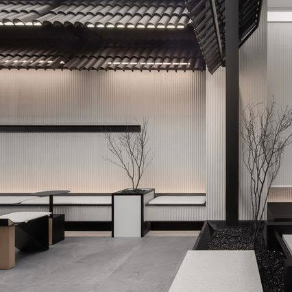 Ripple textured lightweight wall panel used as a feature wall in a modern interior space