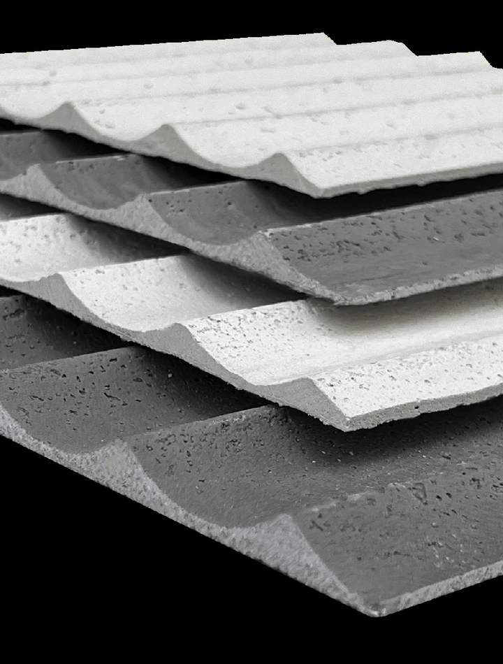 Ripple textured lightweight wall panel showing layered panel structure and thickness detail
