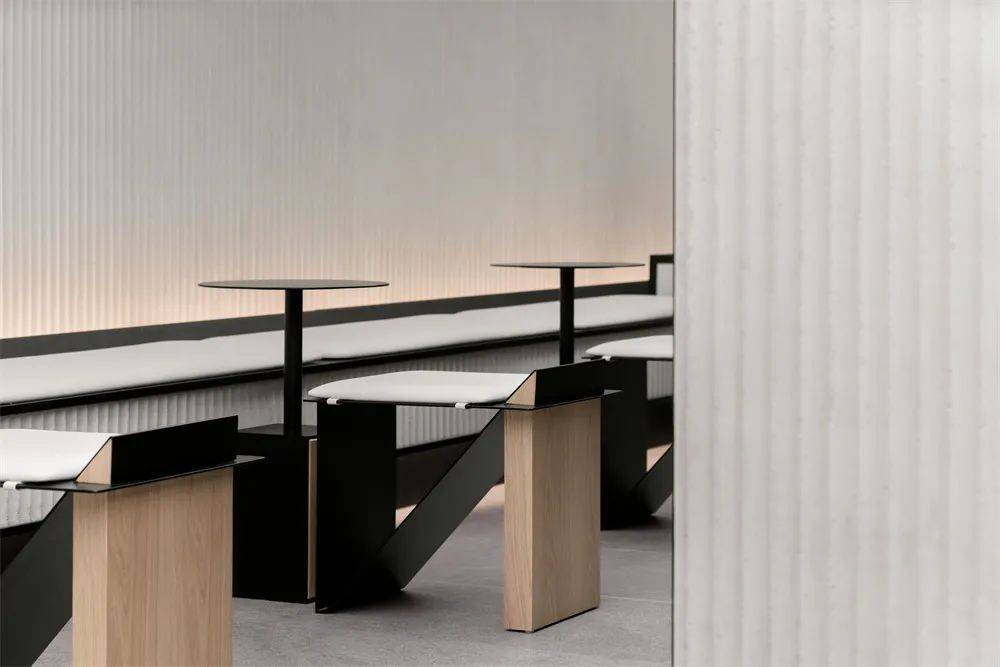 Close-up of ripple textured wall panel with soft stone inspired surface finish