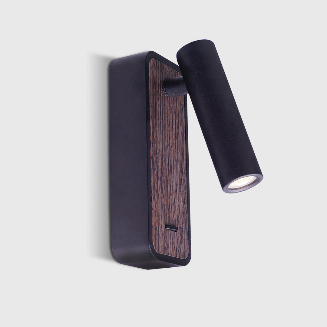 signature glow reading light with black timber finish modern led reading wall lamp adjustable head for bedroom hotel and residential interior lighting