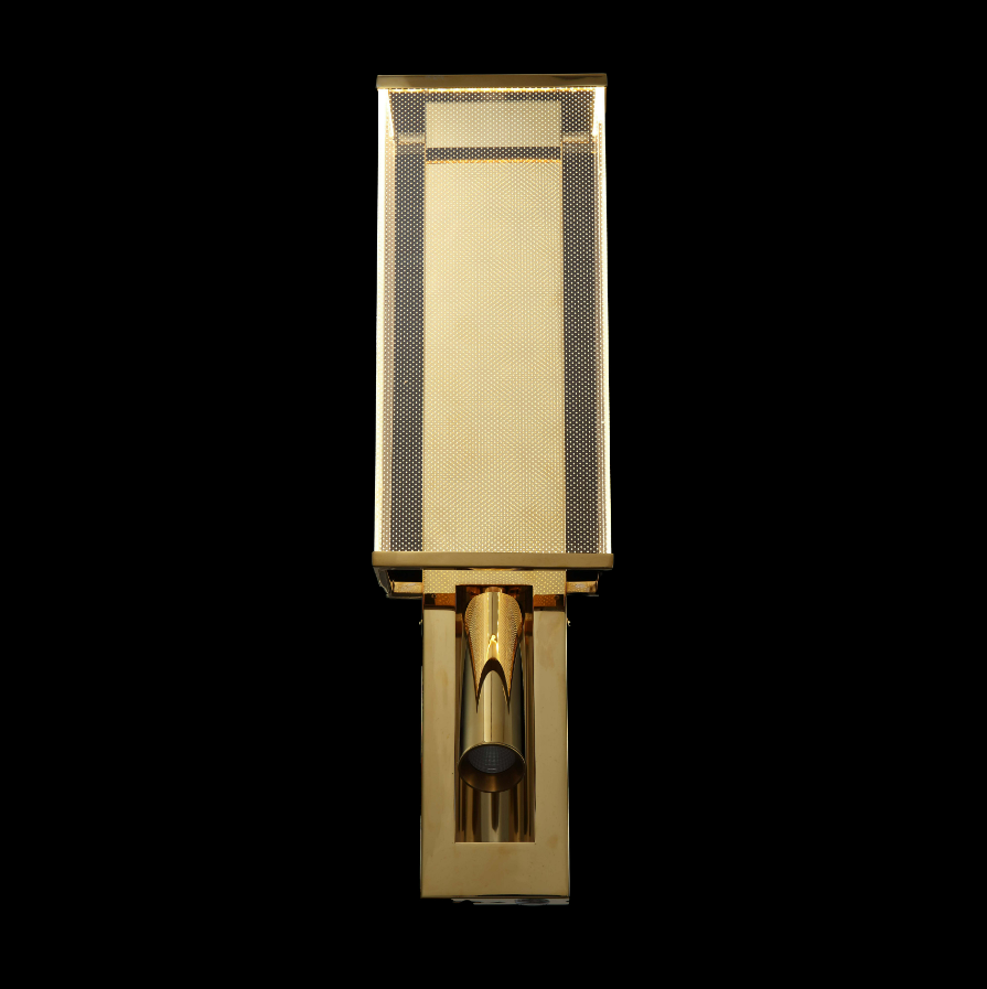 Silken DeLuxe Reading Lamp brass wall light side view with adjustable reading spot for contemporary bedside lighting