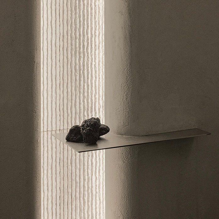 Soft Stone Square Line Stone textured wall panel used as an architectural feature wall with linear stone texture