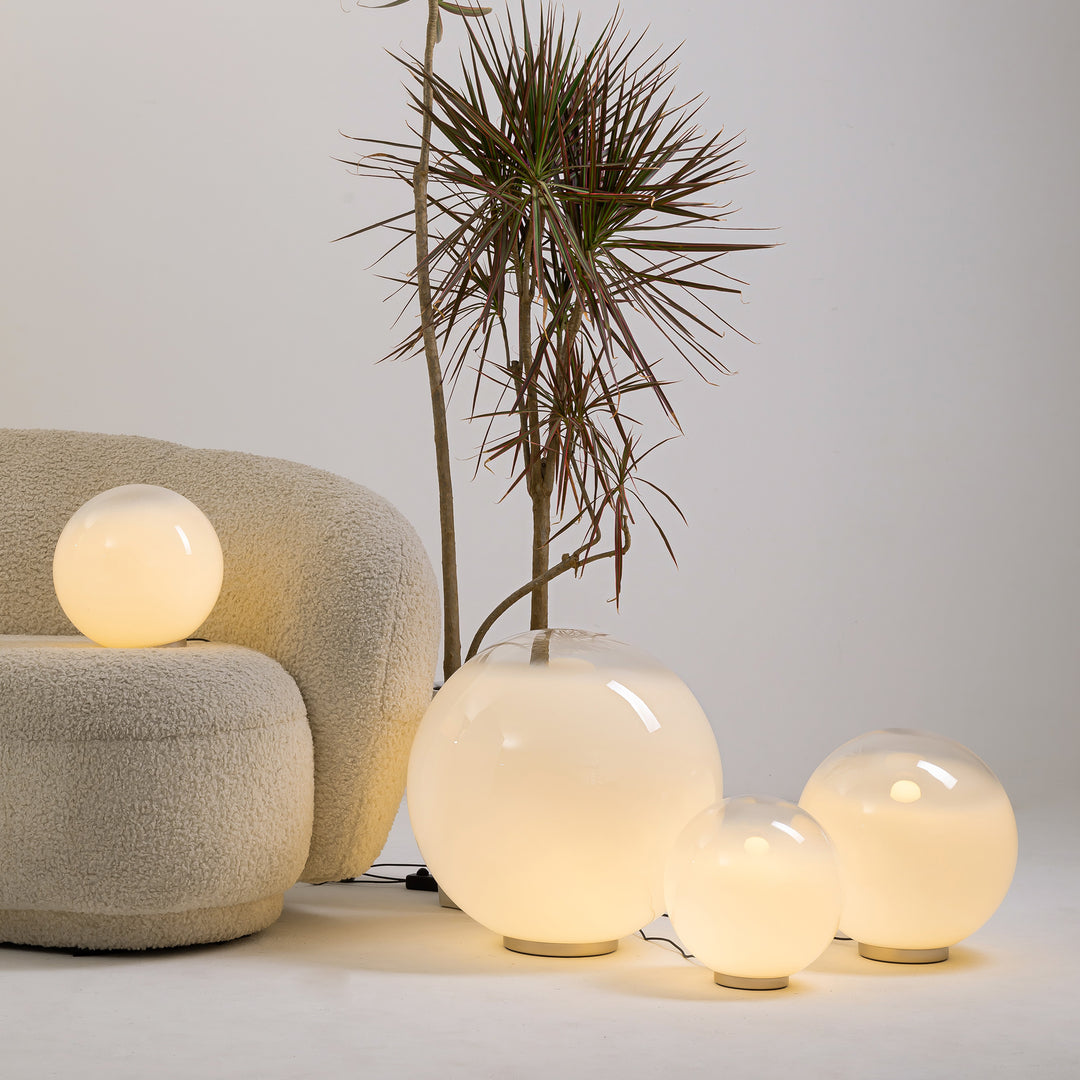 Sphere ambient light arranged on floor for commercial interior styling and hospitality spaces
