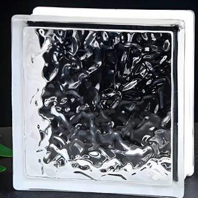 Textured square crystal brick glass block surface detail