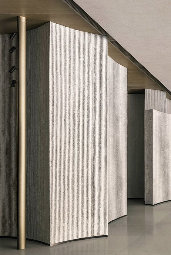 Square Line Stone textured wall panels applied in a commercial interior design setting