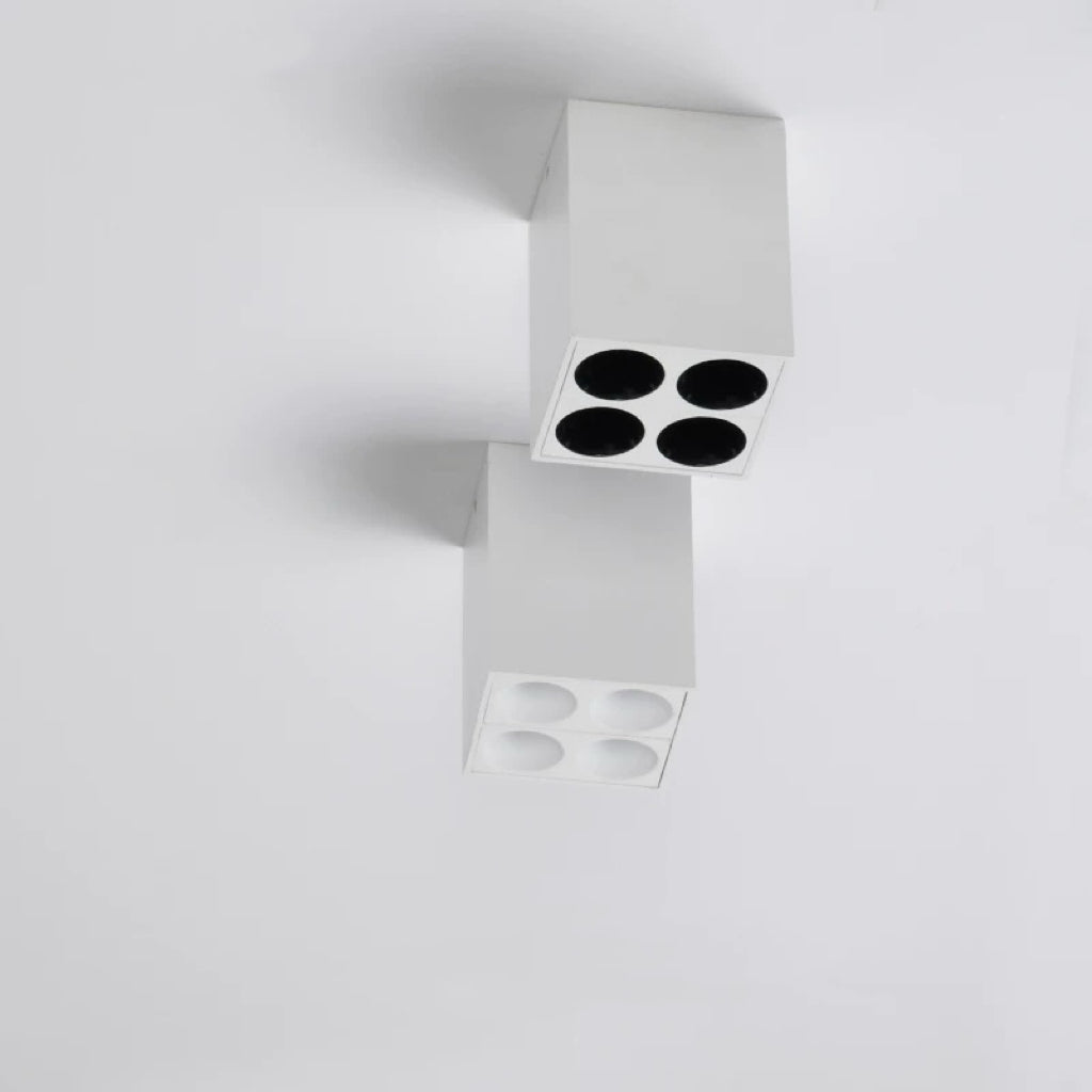 Starlink 8S Square Anti-Glare Surface Mounted LED Spotlight Installed In Modern Feature Ceiling Layout