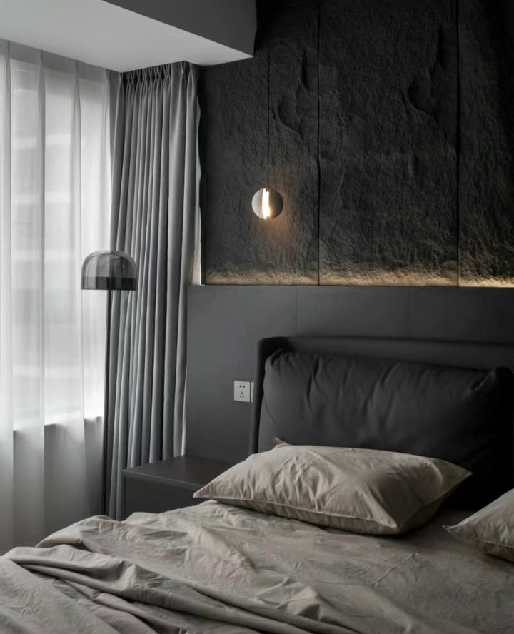 Interior stone-look wall panels for modern bedroom feature wall