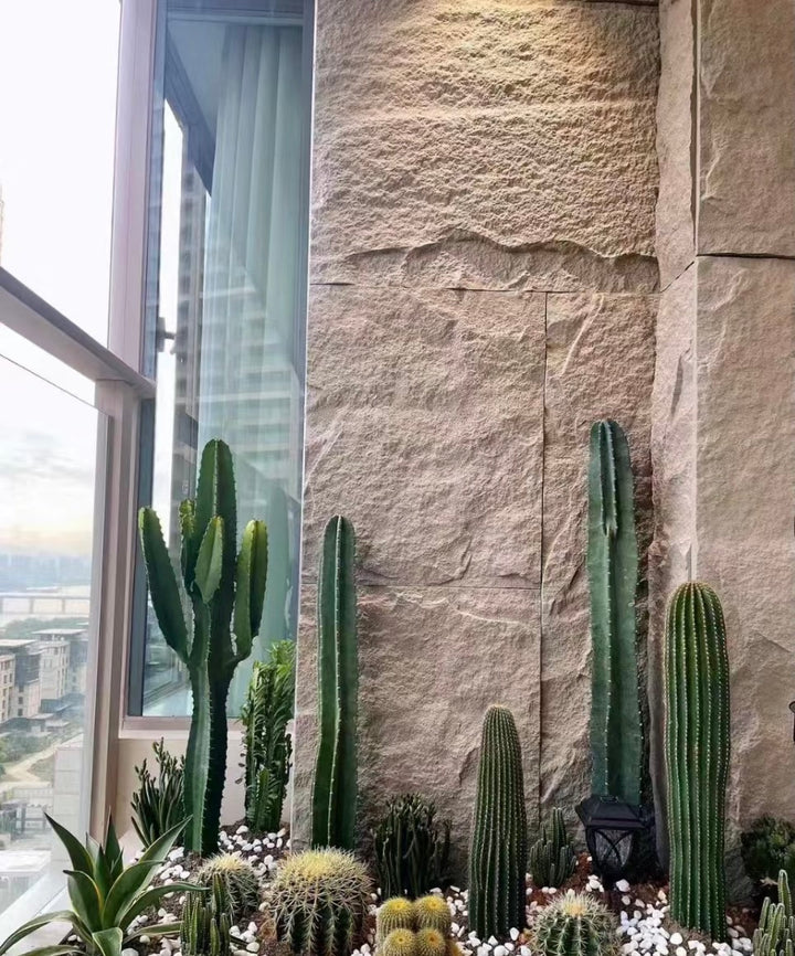 Lightweight stone-look wall panels for interior architectural wall design