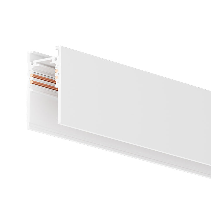 White aluminium surface-mounted magnetic track profile designed for suspended and ceiling-mounted lighting layouts – 802 Pro