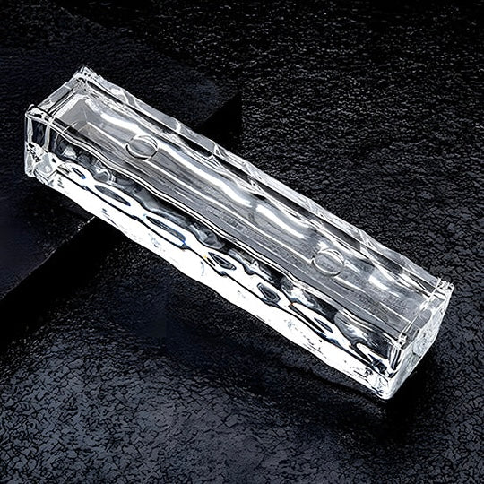 Textured edge crystal glass brick designed for decorative architectural walls
