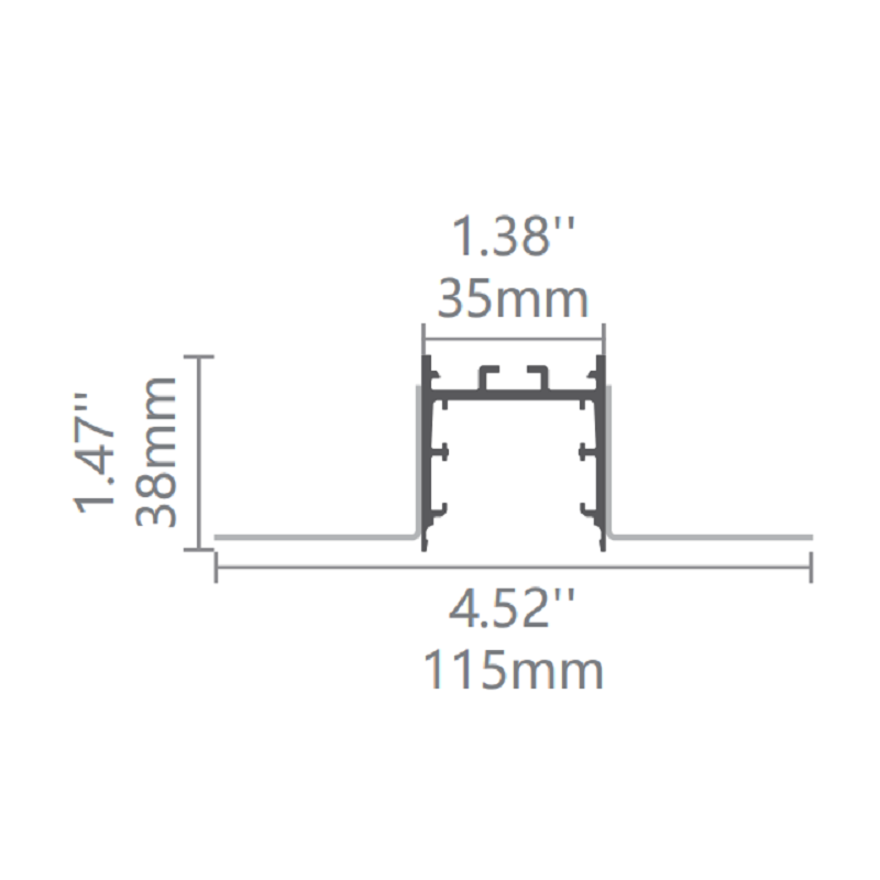 Trimless recessed curved LED linear light profile dimensions for architectural ceilings – FlexTrim CT35
