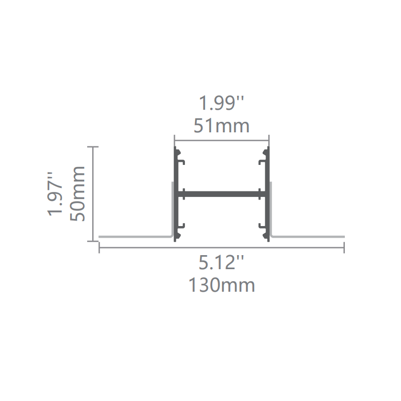 FlexTrim CT50 trimless recessed curved LED linear light profile with 51mm aperture for architectural ceilings
