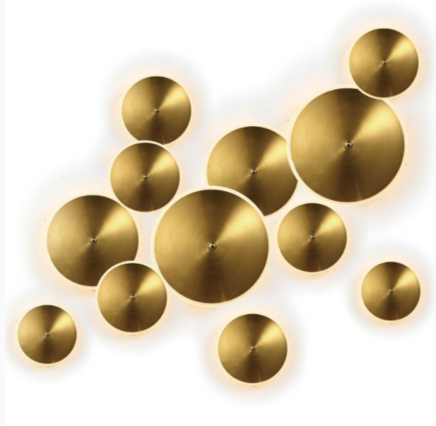 ufo wall lamp d brass multi disc sculptural led wall light modern decorative feature lighting for home and commercial interiors