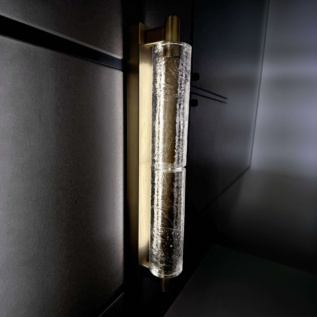 Vertical crystal wall light Arctic model delivering modern luxury interior lighting for bedrooms hallways and living spaces