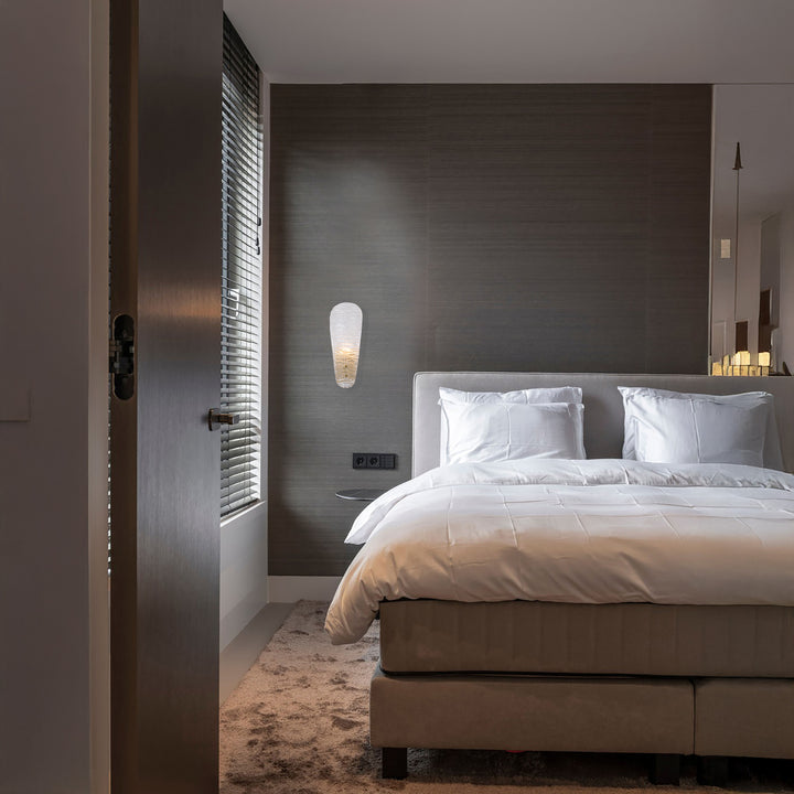 modern vetraleaf wall light in hotel style room featuring decorative crystal leaf wall lamp with soft ambient interior lighting