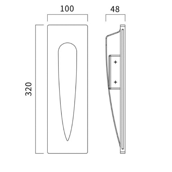 water gypsum wall light displayed with dimensions highlighting its modern tapered LED wall lamp design