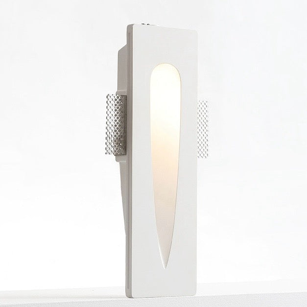 mounting detail of the water gypsum wall light showing its recessed plaster body and indirect LED wall illumination