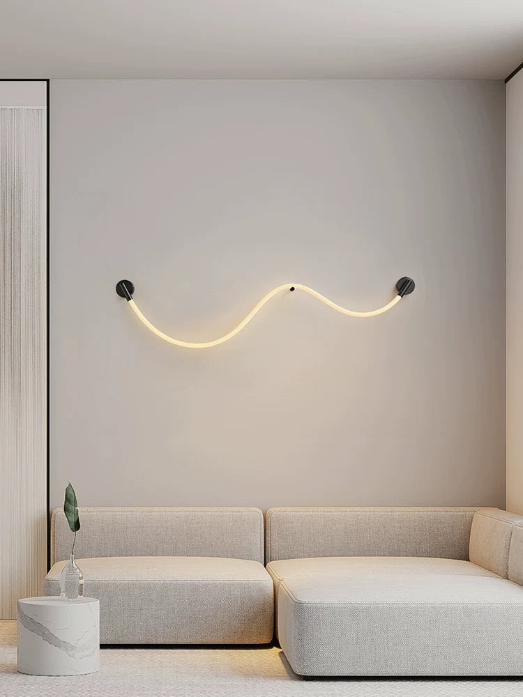 woven neon wall lamp b illuminating a bedroom feature wall with warm ambient led lighting
