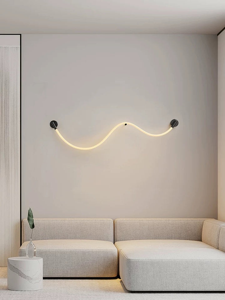 woven neon wall lamp b illuminating a bedroom feature wall with warm ambient led lighting