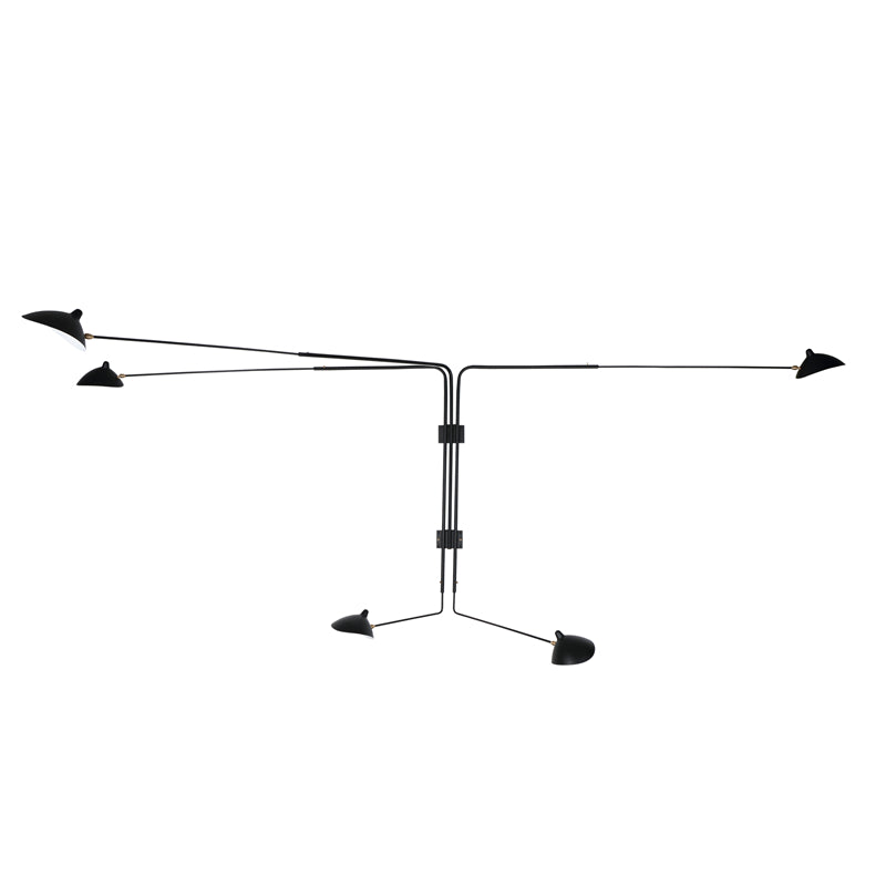 1950s steel 5 arm wall lamp d adjustable multi arm mid century designer wall light for large living rooms studios and feature walls