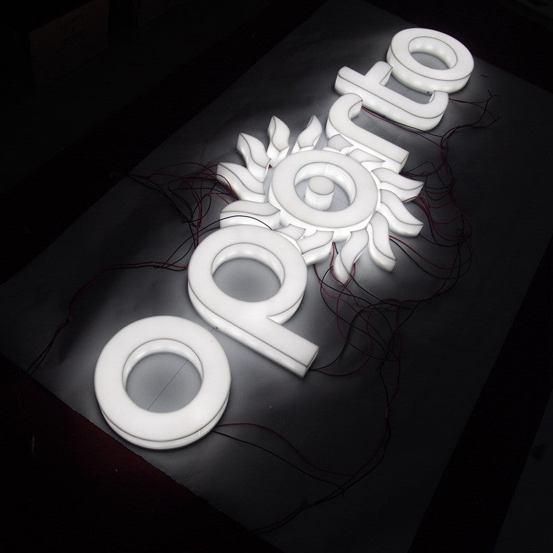 3D LED acrylic letter signs with white illuminated logo for retail and commercial signage