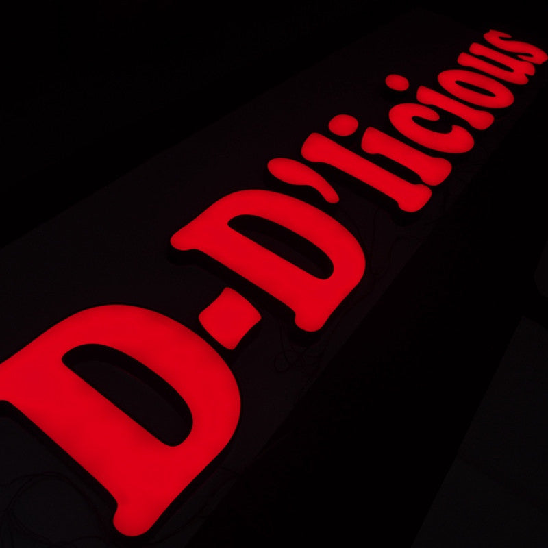 3D LED front lit channel letter sign with bright illuminated acrylic face for commercial signage.