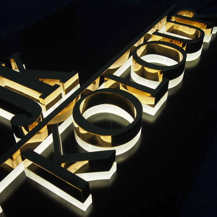 3D LED reverse lit channel letter sign with halo lighting effect, designed for premium commercial signage applications.