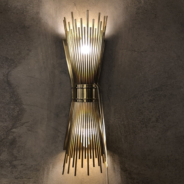 Dual Cane Brass Wall Lamp