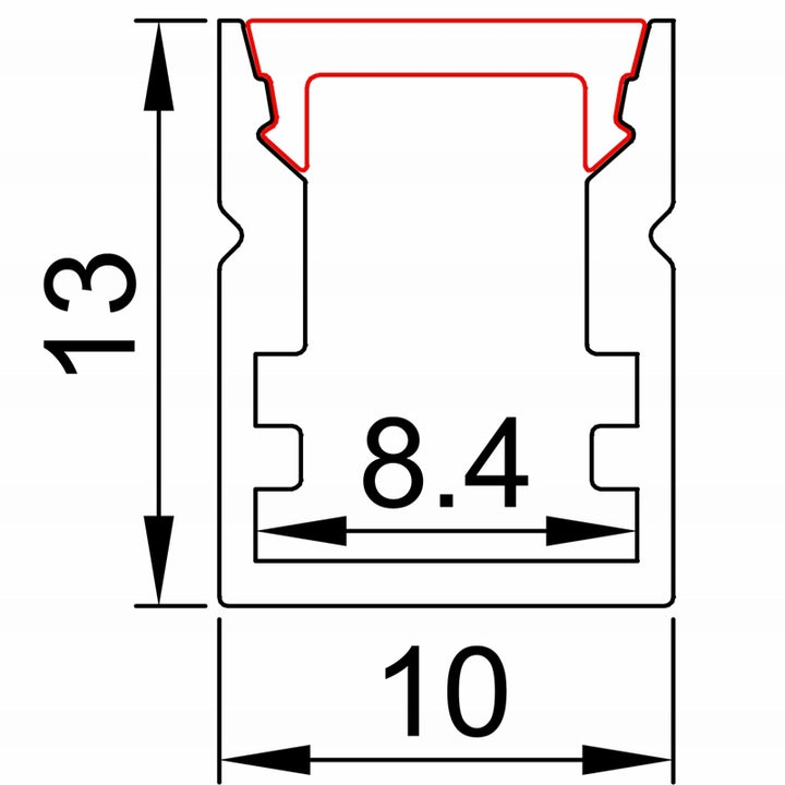 Surface Mount Aluminium Slim Extrusion Strip Profile 13 mm