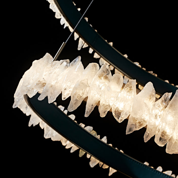 Couro e Cristal Duo Ring Pendant