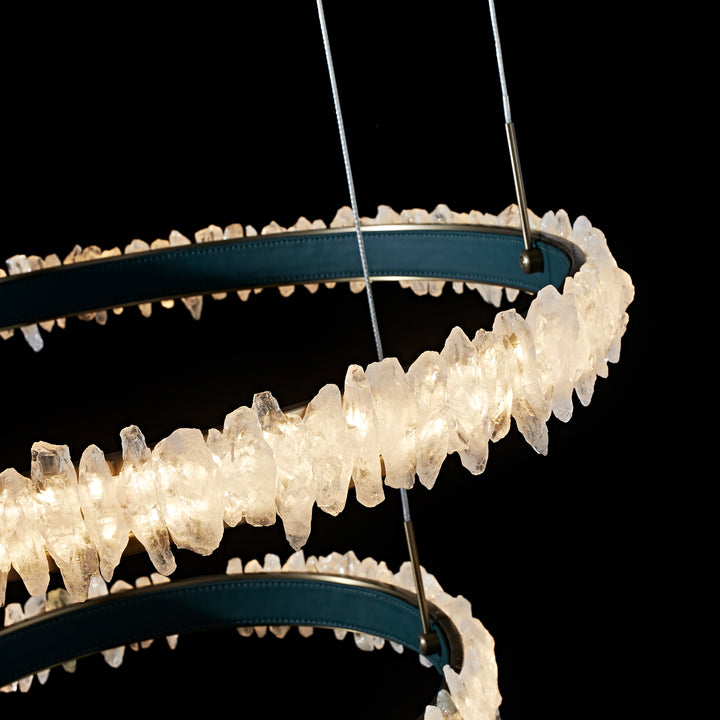 Couro e Cristal Duo Ring Pendant