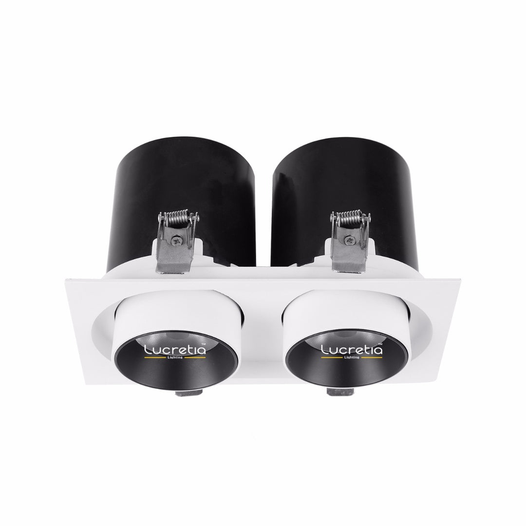 Adjustable recessed spotlight with pull-out design for retail and showroom ceiling lighting, suitable for high ceiling commercial spaces