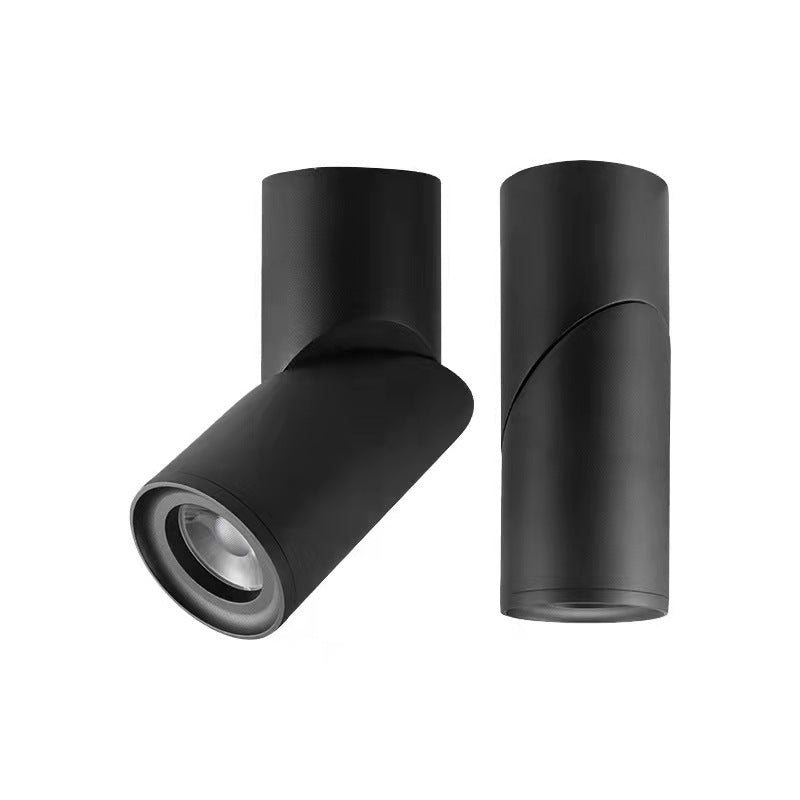 adjustable surface mount led spotlight with cylinder design in black finish for interior lighting – eclipse surface mount spotlight