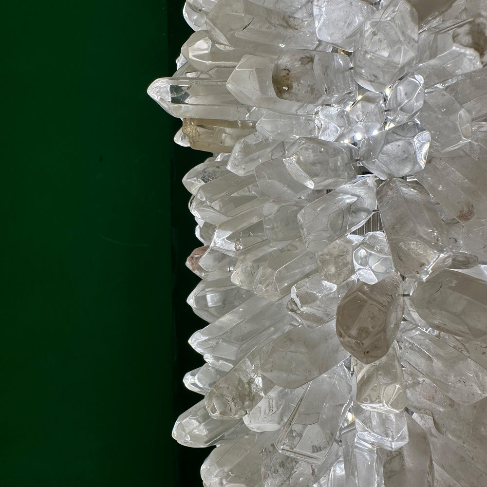 Close-up of Floco de Neve crystal cluster wall lamp showing detailed crystal texture, modern decorative wall light for premium interior lighting