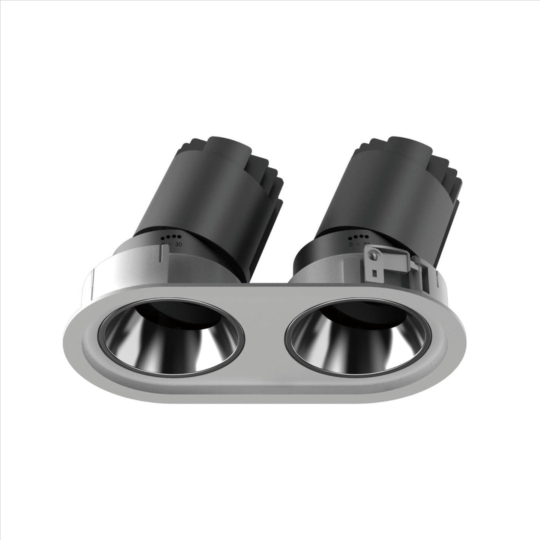 Double oval low glare LED downlight with dual adjustable recessed design for residential and commercial ceilings, Imperium R2